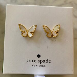 Kate Spade NIB "All a flutter" mother of pearl/gold butterfly earrings